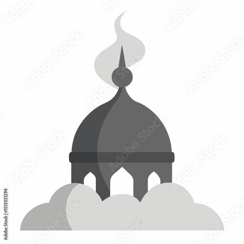 realistic mosque vector   dense fog with dome   