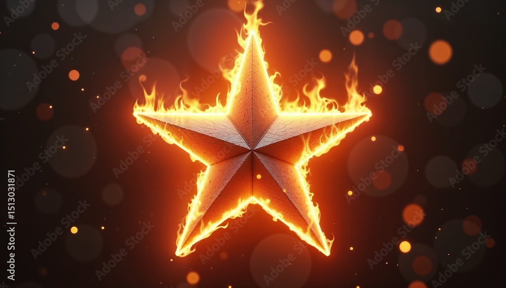 Glowing fire star on a dark background with bokeh and sparkles
Glowing fire star on a dark background with bokeh and sparkles