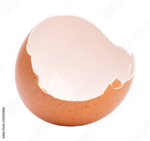 Broken Brown Eggshell Half Isolated