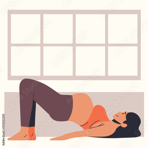 Illustration of an Pregnant Yoga Cartoon Character