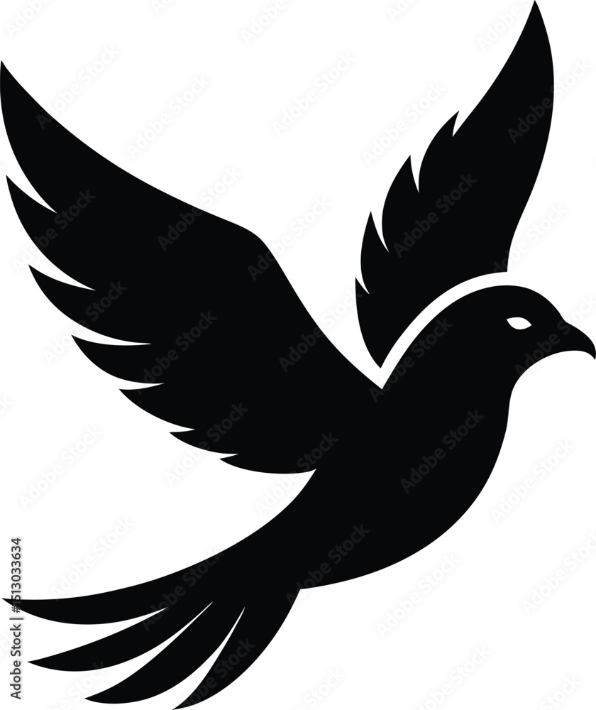 Obraz premium Majestic Bird in Flight A Black and White Silhouette Illustration