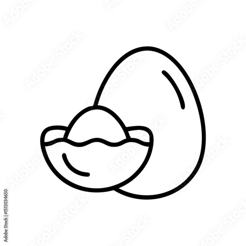 Salted duck egg icon in black outline, Chinese delicacy symbol