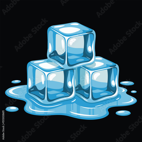 ice cubes on black background