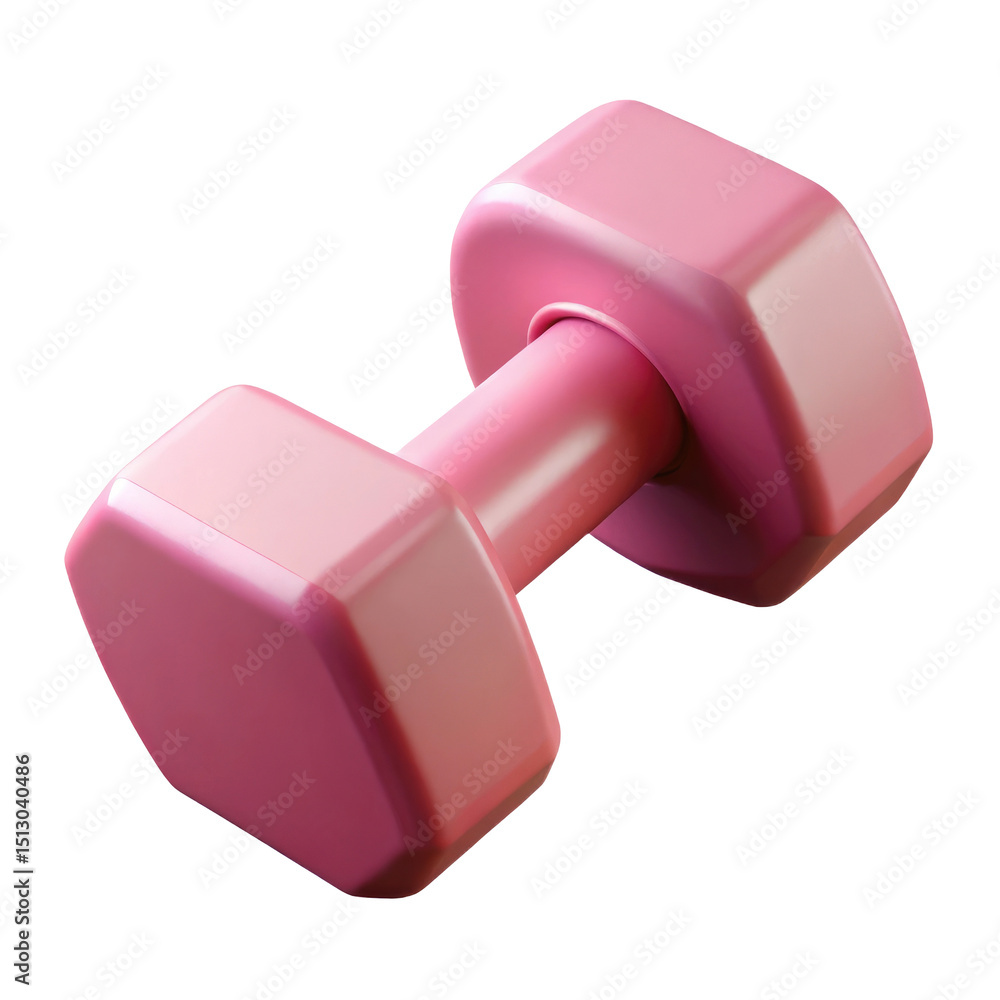 Pink Dumbbell for Fitness and Strength Training 3d icon in cartoon plastic style minimal isolated on transparent white background, clipping path Pink Dumbbell for Fitness and Strength Training 3d icon in cartoon plastic style minimal isolated on transparent white background, clipping path