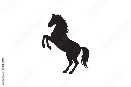 Bold Black & White Rearing Horse Silhouette - Symbol of Power and Grace