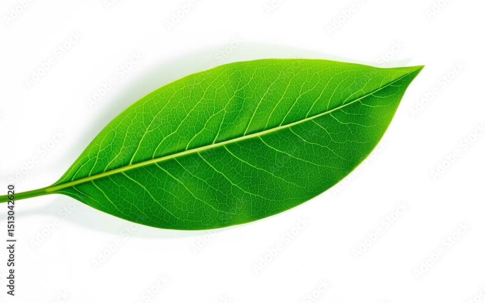 Fototapeta premium Studio macro shot of a transparent green leaf with visible vein patterns, placed on white lightbox for scientific or medical use. Clear and minimal.