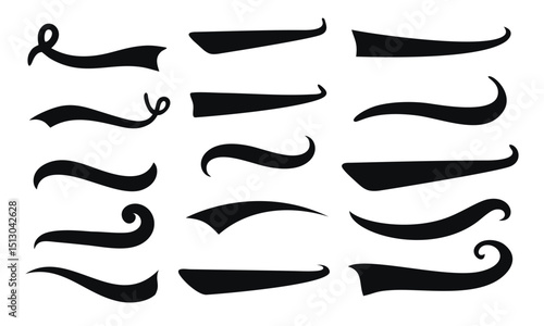 Typographic swash and swooshes tails. Retro swishes and swashes for athletic typography, baseball font. logo vector template