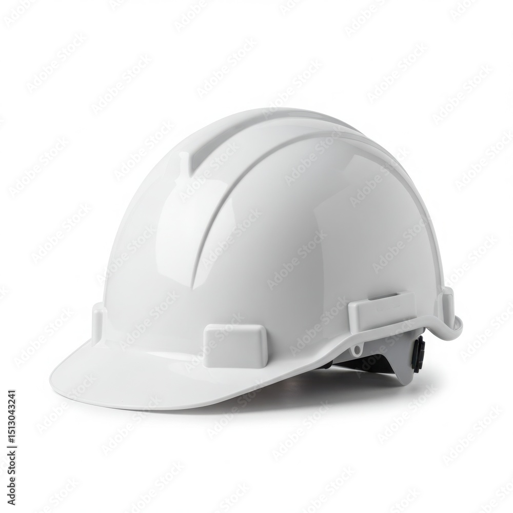 Fototapeta premium White hard hat isolated on white background for construction, industry, and safety use.