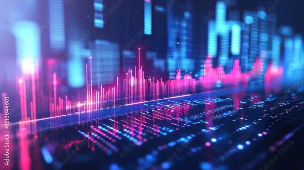 Fototapeta premium Abstract data visualization, dynamic chart display, technology background. Possible Use Stock photo