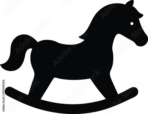 rocking horse toy silhouette vector icon