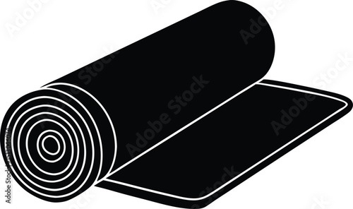 rolled yoga mat silhouette vector icon