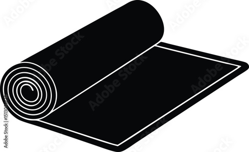 rolled yoga mat silhouette vector