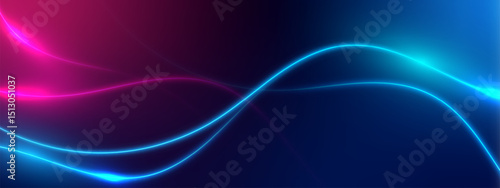 Abstract futuristic background with glowing neon wave and flowing gradient