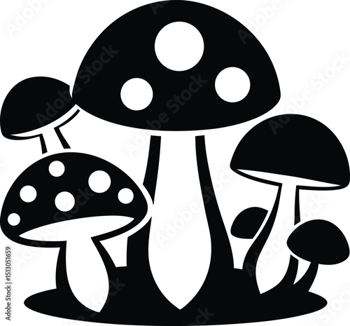 mushrooms silhouette vector illustration icon on transparent background