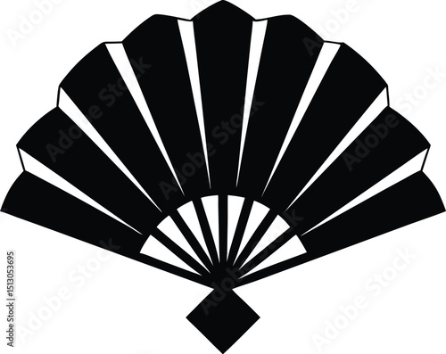 Hand fan silhouette vector illustration icon on transparent background