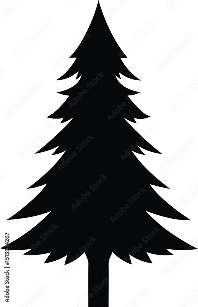 Obraz premium Christmas tree silhouette vector illustration icon on transparent background