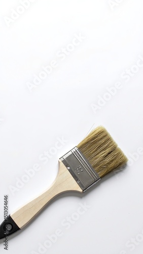 Wallpaper Mural A close-up of a brush featuring soft white bristles, set against a neutral background, showcasing its sleek handle and fine craftsmanship. Torontodigital.ca