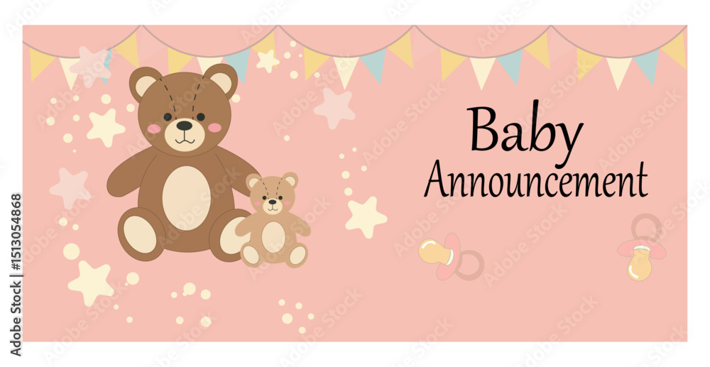 Cute Baby Announcement Card Vector Template Set-03 Cute Baby Announcement Card Vector Template Set-03