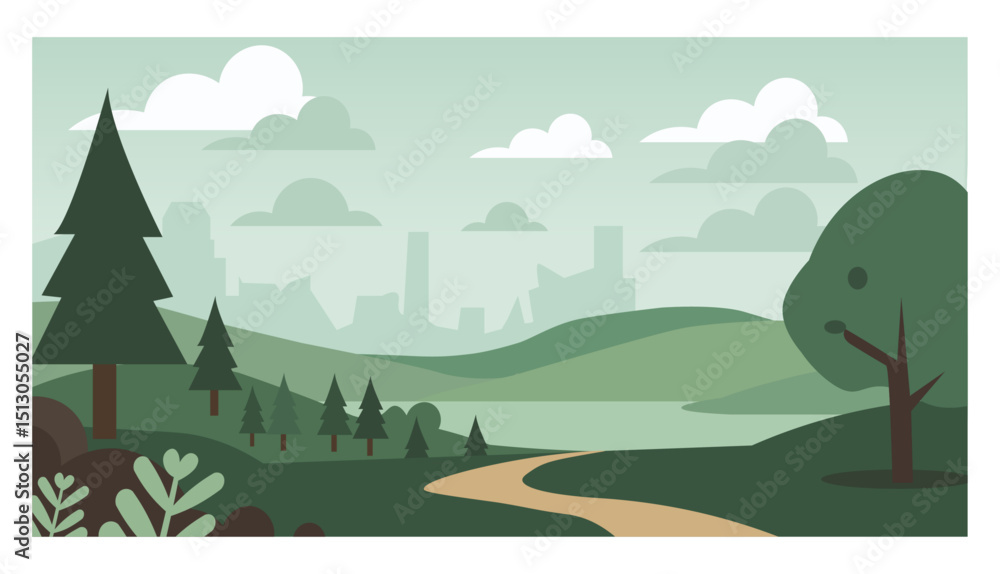 Obraz premium Diverse Landscape Illustrations-02