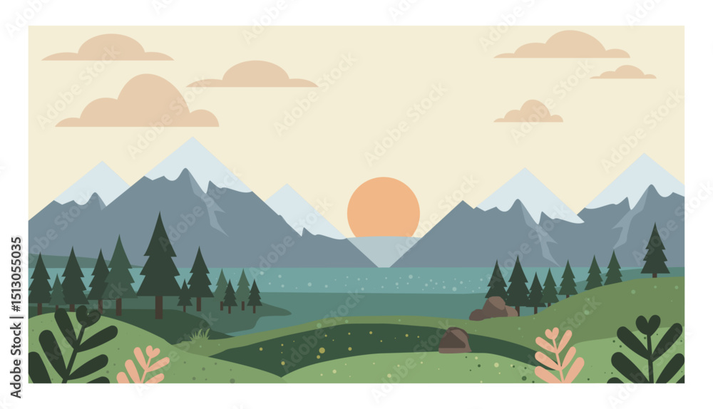 Obraz premium Diverse Landscape Illustrations-01