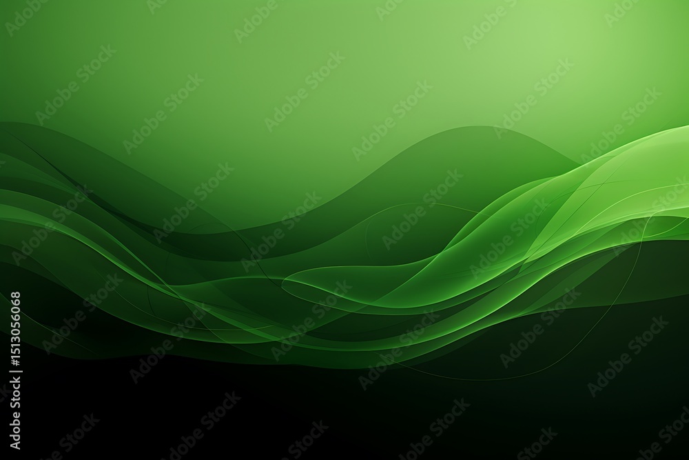 Fototapeta premium Green abstract background with wave shapes