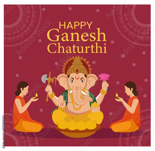 Happy Ganesh Chaturthi Vector Illustration Set-06