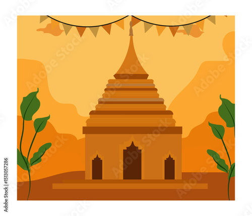 Serene Buddha Meditation Illustration for Asalha Puja Day-05
