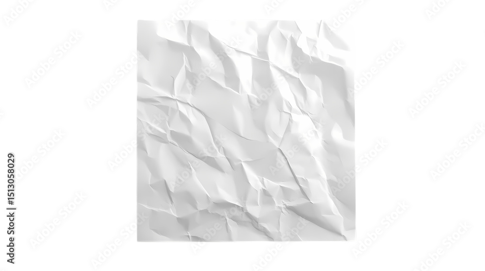 Obraz premium A close up of a crumpled white sheet of paper with creating a simple design isolated on transparent background