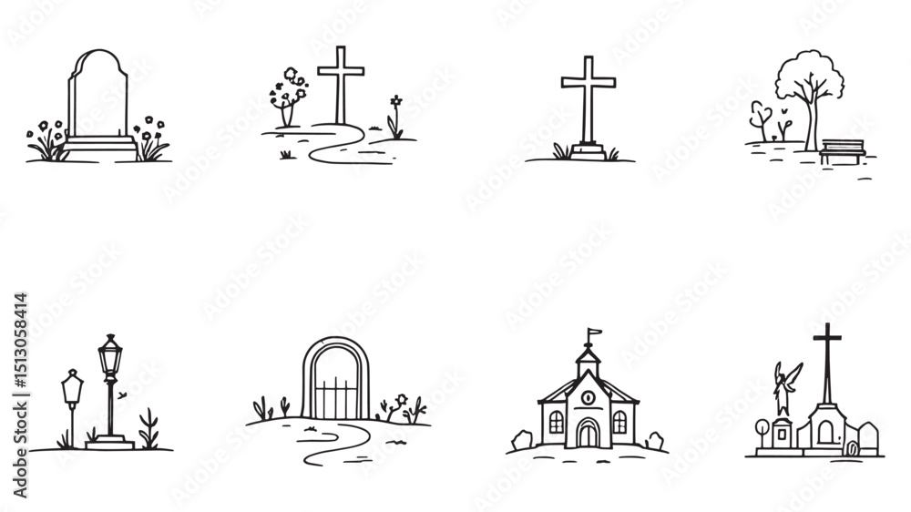 Fototapeta premium Cemetery Section Layout Top View Map