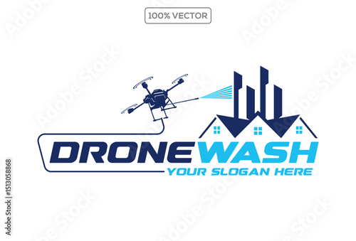 Drone cleaning building service company modern logo illustration