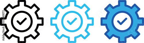 Gear with check mark icon and logo vector. Checkmark with a gear vector icon.