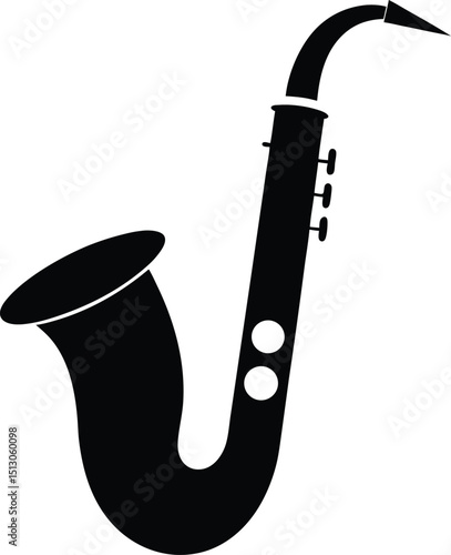 jazz music instrument silhouette vector illustration icon on transparent background