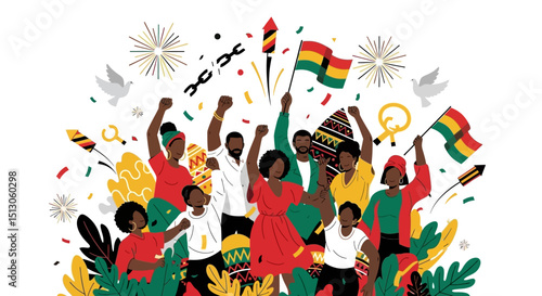 African American Freedom Celebration Art – Emancipation and Black Heritage Vector Illustration