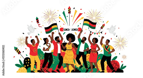 African American Freedom Celebration Art – Emancipation and Black Heritage Vector Illustration