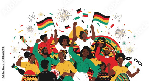 African American Freedom Celebration Art – Emancipation and Black Heritage Vector Illustration