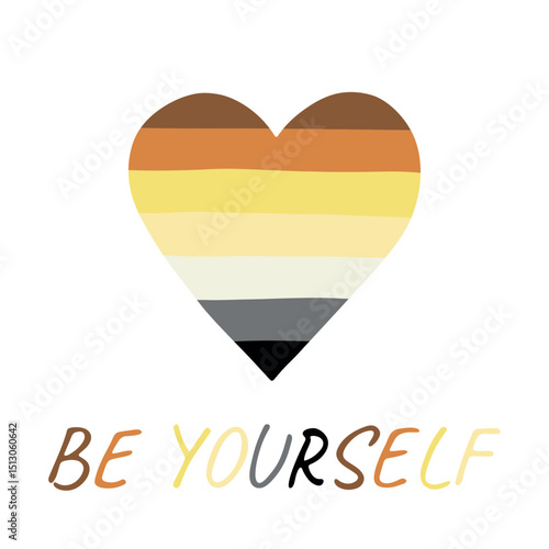 Colorful heart shape Bear brotherhood pride flag Happy pride day LGBTQIA community Pride Month Vector hand drawn doodle for posters, stickers, logo, cards