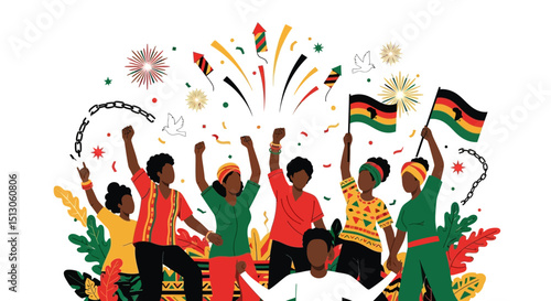 African American Freedom Celebration Art – Emancipation and Black Heritage Vector Illustration