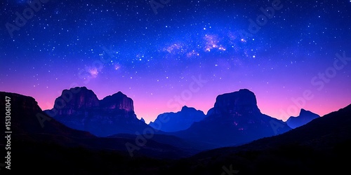 Wallpaper Mural Starry Night Mountain Silhouette Torontodigital.ca