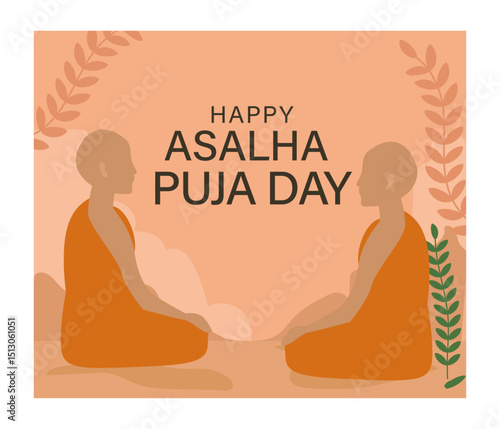 Serene Buddha Meditation Illustration for Asalha Puja Day-07