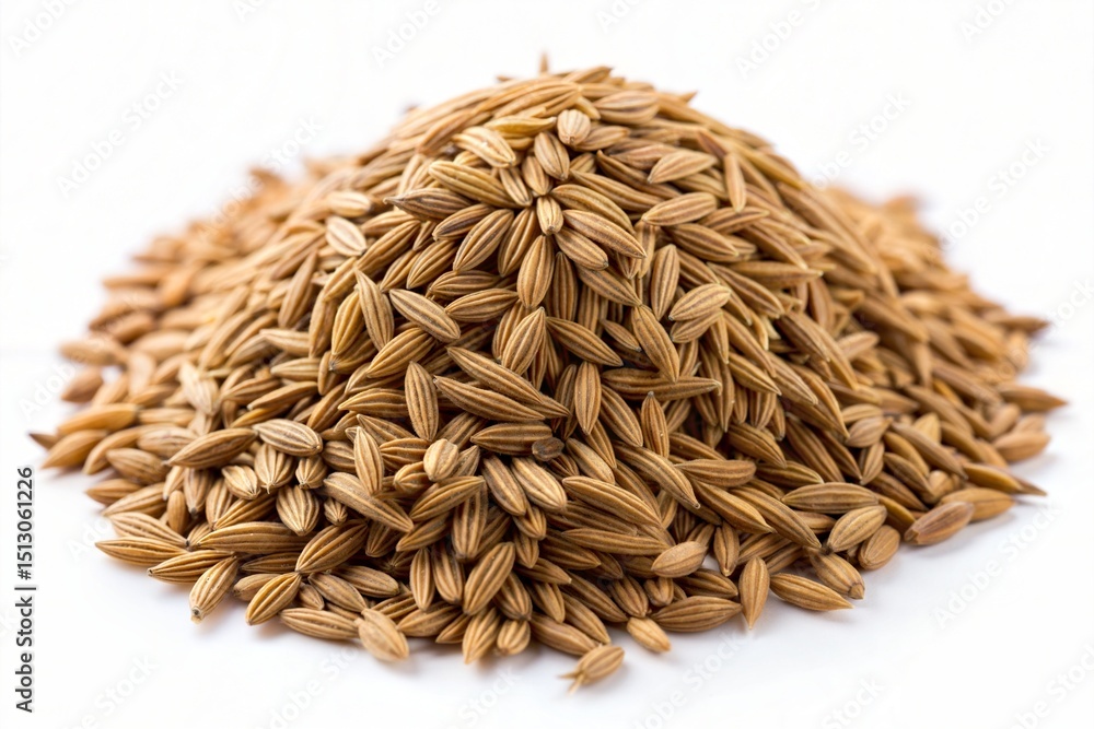 Obraz premium Pile of Aromatic Cumin Seeds Aromatic Cooking Spice Ingredient Closeup View