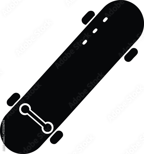skateboard silhouette vector illustration icon on transparent background