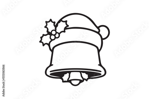 Christmas bell silhouette icon on white background.