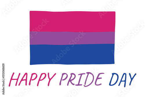 Colorful Bisexual pride flag Happy pride day LGBTQ community Pride Month Vector hand drawn doodle for posters, stickers, logo, cards