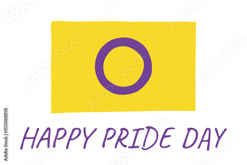 Colorful Intersex pride flag Happy pride day LGBTQ community Pride Month Vector hand drawn doodle for posters, stickers, logo, cards
