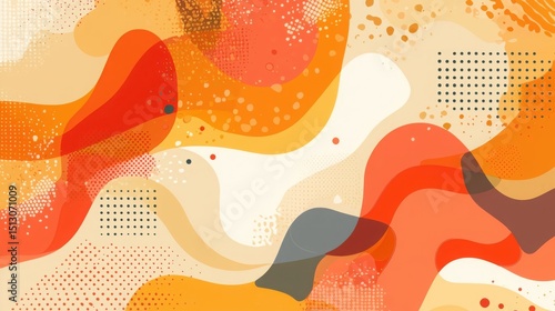Abstract Waves in Warm Tones with Textures and Patterns