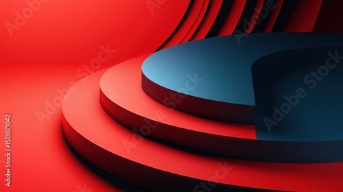 Abstract Geometry with Red and Blue Curves in Modern Art Style