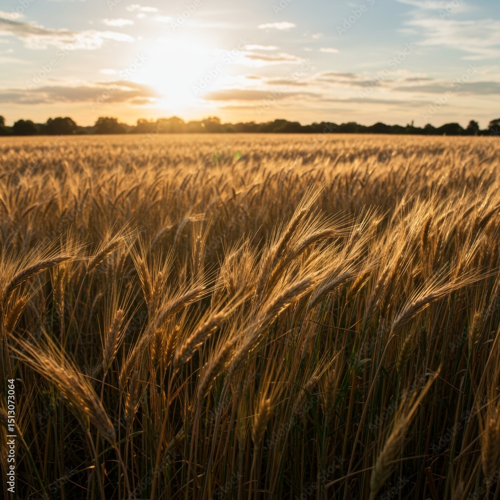 Obraz premium Golden Wheat Field at Sunset