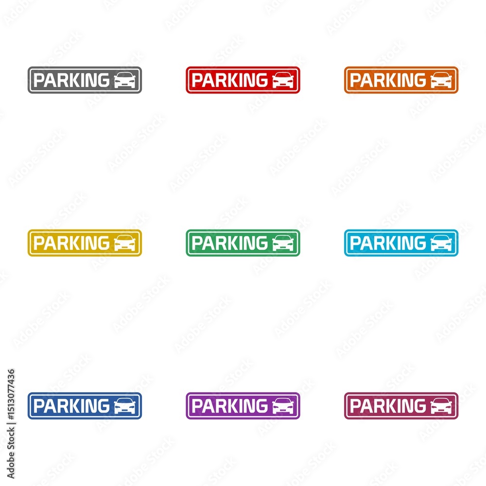 Car Parking icon isolated on white background. Set icons colorful Car Parking icon isolated on white background. Set icons colorful
