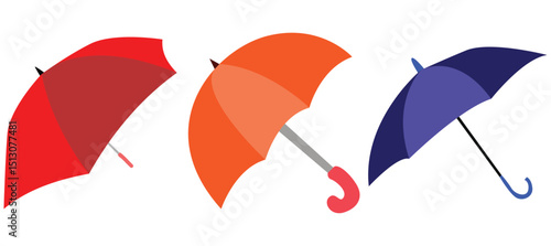 Vibrant Rain Covers Collection – Multicolor Umbrella Icon Set