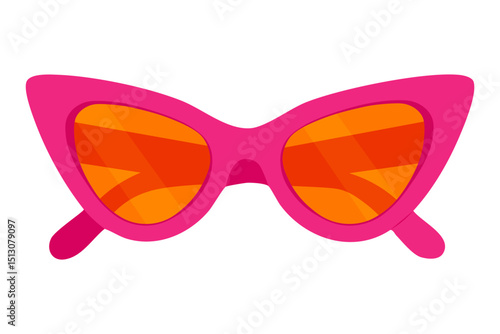 Vector illustration of stylish hot pink sunglasses with orange lenses, bold and trendy accessory.